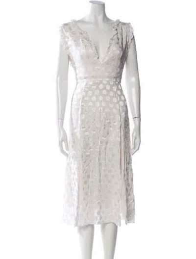Pre-owned Cushnie Lace Pattern Midi Length Dress In White