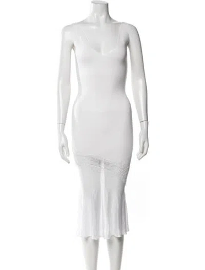 Pre-owned Cushnie Lace Pattern Midi Length Dress In White
