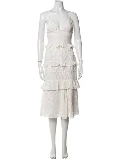 Pre-owned Cushnie Lace Pattern Midi Length Dress In White