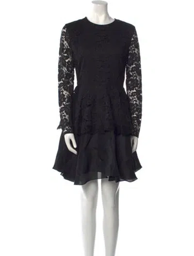 Pre-owned Cushnie Lace Pattern Mini Dress In Black