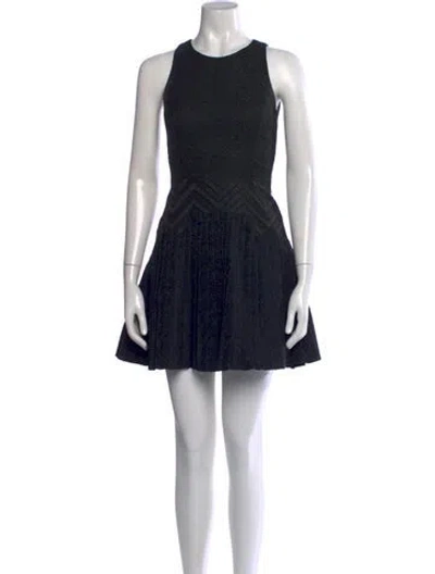 Pre-owned Cushnie Lace Pattern Mini Dress In Black