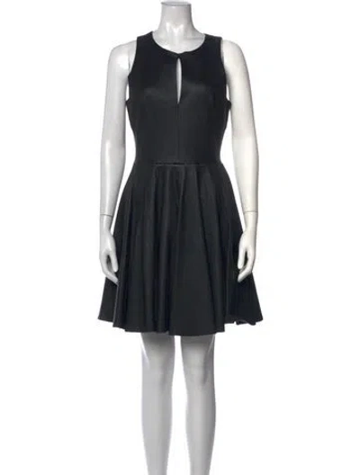 Pre-owned Cushnie Lamb Leather Mini Dress In Black