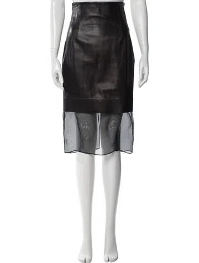 Pre-owned Cushnie Leather Knee-length Skirt In Gray