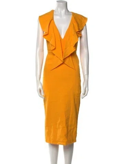 Pre-owned Cushnie Linen Midi Length Dress In Orange