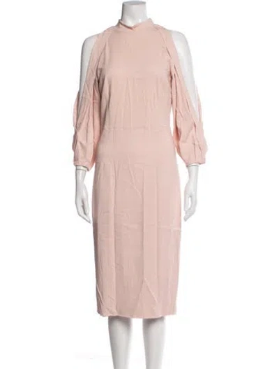 Pre-owned Cushnie Mock Neck Knee-length Dress In Pink