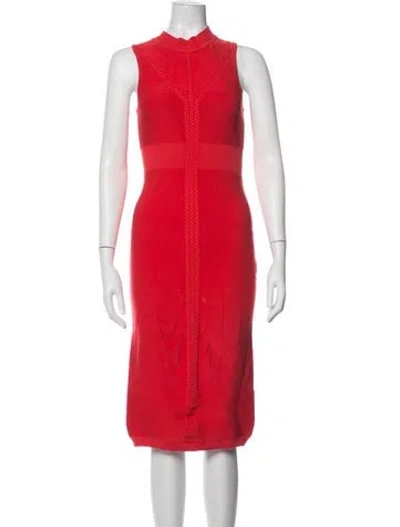 Pre-owned Cushnie Mock Neck Knee-length Dress In Red