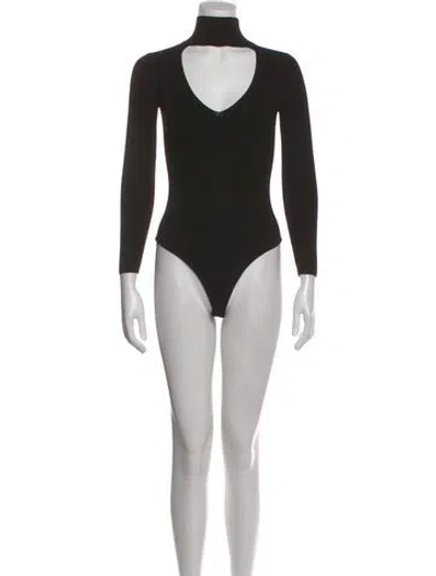 Pre-owned Cushnie Mock Neck Long Sleeve Bodysuit In Black