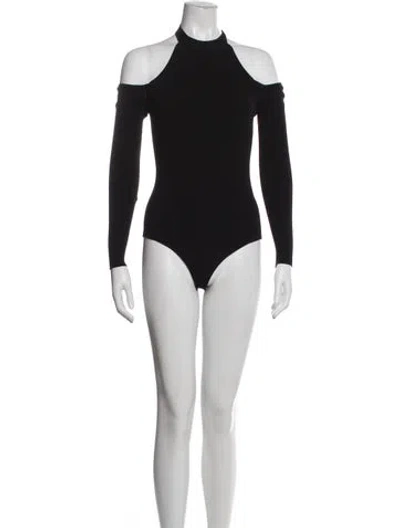 Pre-owned Cushnie Mock Neck Long Sleeve Bodysuit In Black