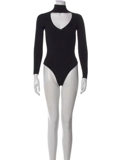 Pre-owned Cushnie Mock Neck Long Sleeve Bodysuit In Black