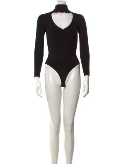 Pre-owned Cushnie Mock Neck Long Sleeve Bodysuit In Black