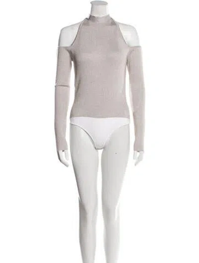 Pre-owned Cushnie Mock Neck Long Sleeve Bodysuit In Gold