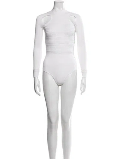 Pre-owned Cushnie Mock Neck Long Sleeve Bodysuit In Neutrals