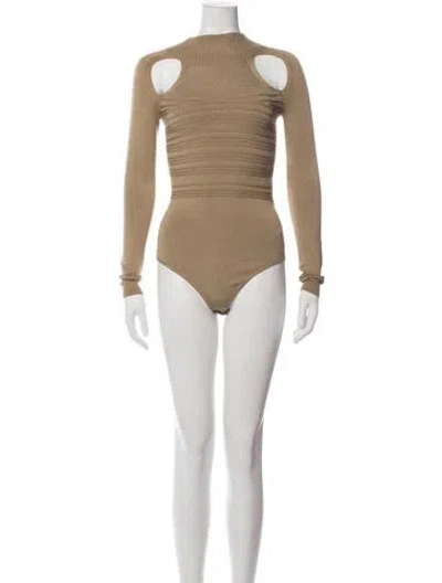 Pre-owned Cushnie Mock Neck Long Sleeve Bodysuit W/ Tags In Neutrals