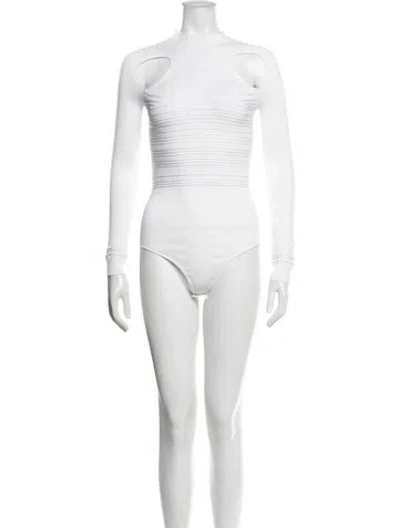 Pre-owned Cushnie Mock Neck Long Sleeve Bodysuit In White