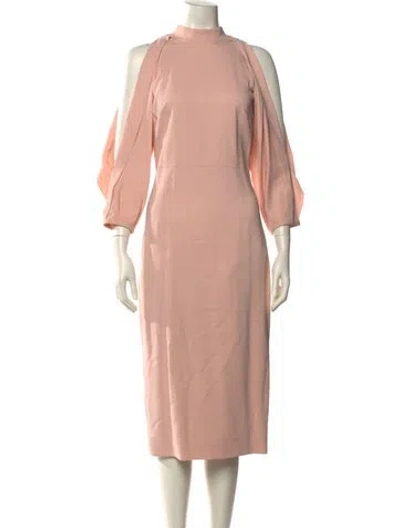 Pre-owned Cushnie Mock Neck Midi Length Dress In Pink