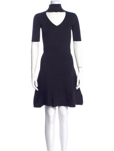 Pre-owned Cushnie Mock Neck Mini Dress In Black