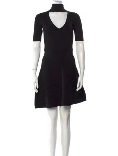 Pre-owned Cushnie Mock Neck Mini Dress In Black
