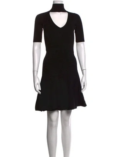 Pre-owned Cushnie Mock Neck Mini Dress In Black