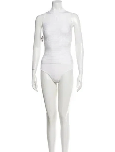 Pre-owned Cushnie Mock Neck Sleeveless Bodysuit In Neutral