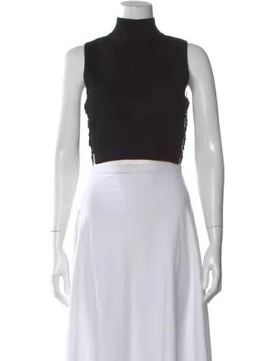 Pre-owned Cushnie Mock Neck Sleeveless Crop Top In Black