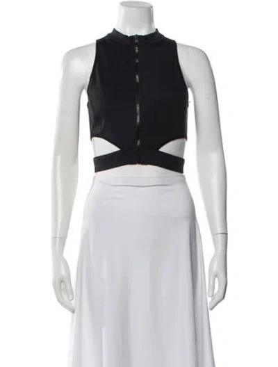 Pre-owned Cushnie Nylon Mock Neck Crop Top In Pink