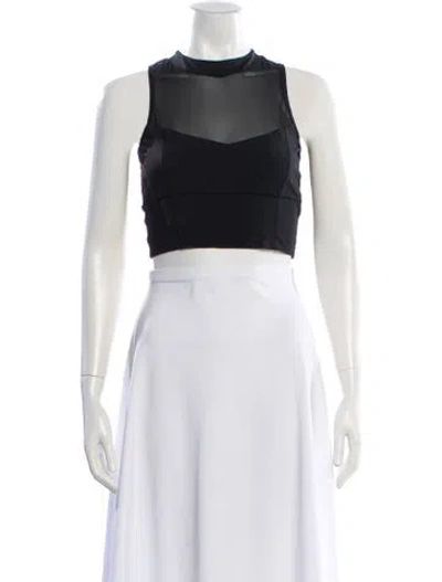 Pre-owned Cushnie Nylon Mock Neck Crop Top In White