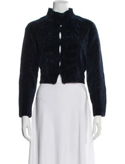 Pre-owned Cushnie Nylon Mock Neck Sweater In Blue