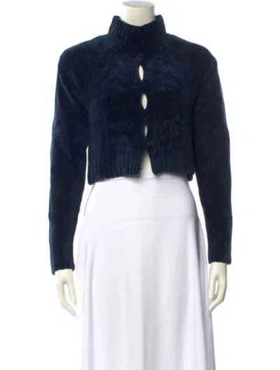 Pre-owned Cushnie Nylon Turtleneck Sweater In Blue