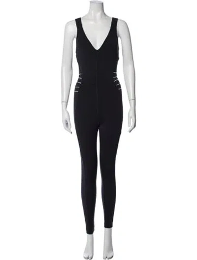 Pre-owned Cushnie Nylon V-neck Jumpsuit In Black