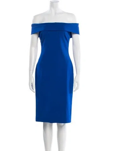 Pre-owned Cushnie Off-the-shoulder Knee-length Dress In Blue