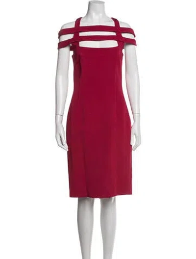 Pre-owned Cushnie Off-the-shoulder Knee-length Dress In Red