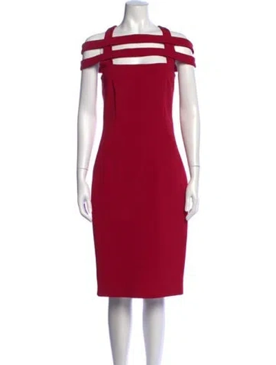 Pre-owned Cushnie Off-the-shoulder Knee-length Dress In Red