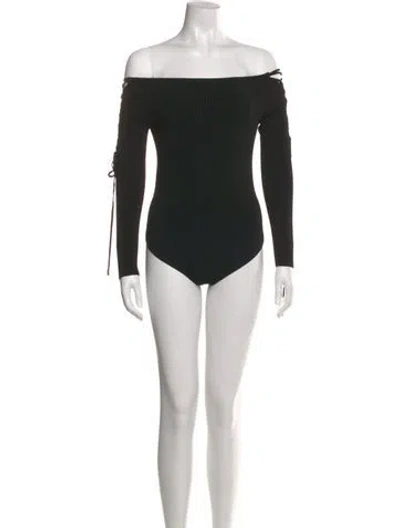 Pre-owned Cushnie Off-the-shoulder Long Sleeve Bodysuit In Black