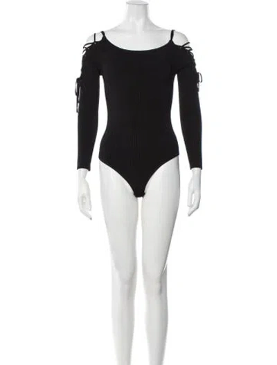 Pre-owned Cushnie Off-the-shoulder Long Sleeve Bodysuit In Black