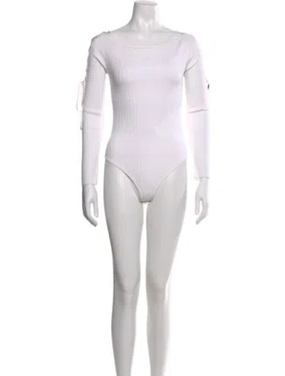 Pre-owned Cushnie Off-the-shoulder Long Sleeve Bodysuit In Neutral