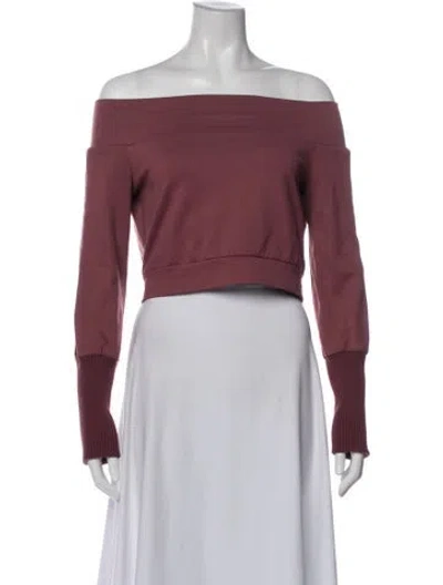 Pre-owned Cushnie Off-the-shoulder Long Sleeve Crop Top In Pink