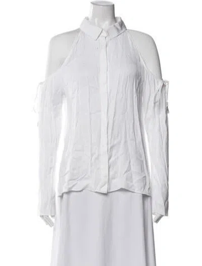 Pre-owned Cushnie Off-the-shoulder Long Sleeve Top In White