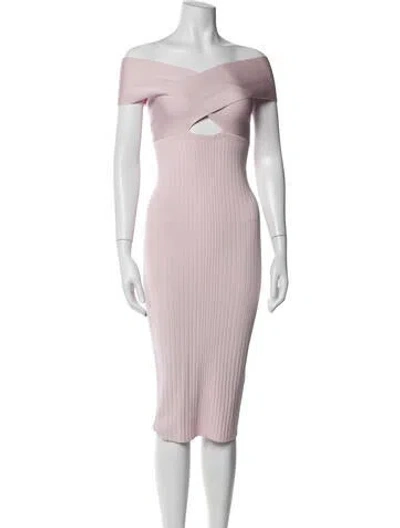 Pre-owned Cushnie Off-the-shoulder Midi Length Dress In Purple