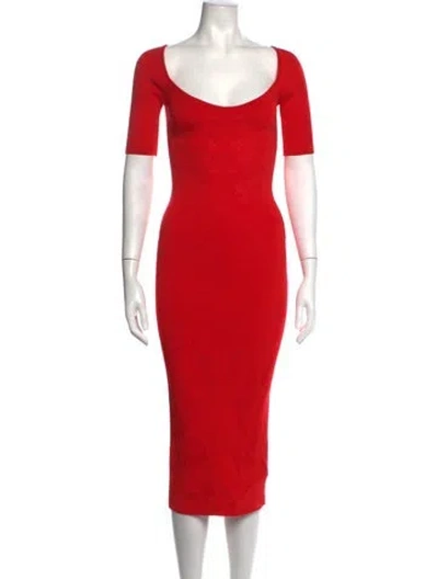 Pre-owned Cushnie Off-the-shoulder Midi Length Dress In Red