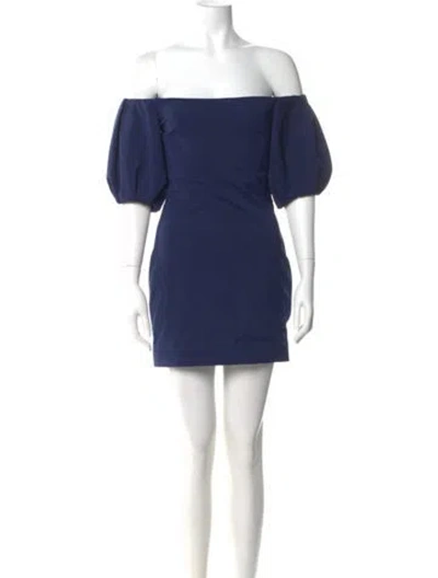Pre-owned Cushnie Off-the-shoulder Mini Dress In Blue