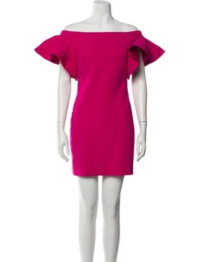 Pre-owned Cushnie Off-the-shoulder Mini Dress In Pink