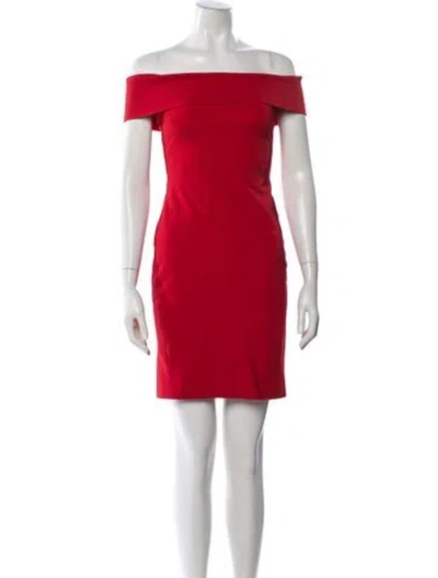 Pre-owned Cushnie Off-the-shoulder Mini Dress In Red