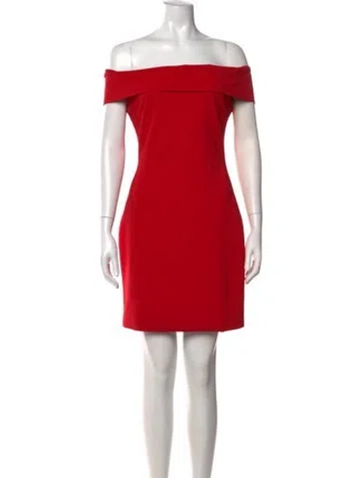 Pre-owned Cushnie Off-the-shoulder Mini Dress In Red
