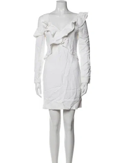 Pre-owned Cushnie Off-the-shoulder Mini Dress In White