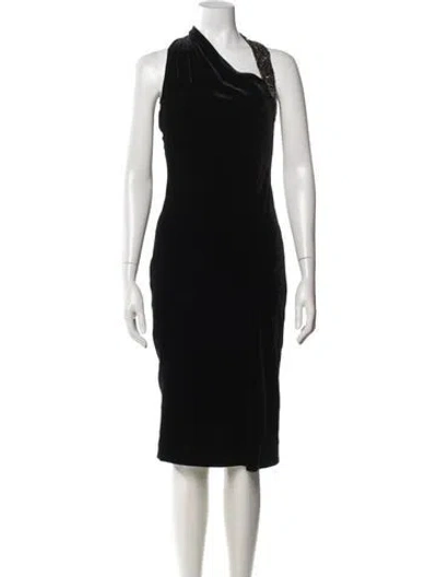 Pre-owned Cushnie One-shoulder Knee-length Dress In Black