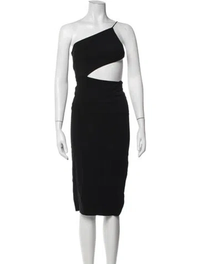 Pre-owned Cushnie One-shoulder Knee-length Dress In Black
