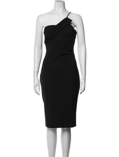 Pre-owned Cushnie One-shoulder Knee-length Dress In Black/blue