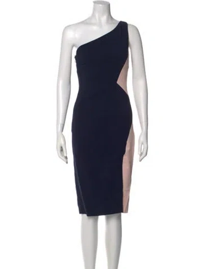 Pre-owned Cushnie One-shoulder Knee-length Dress In Blue