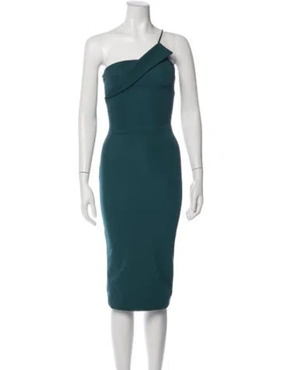Pre-owned Cushnie One-shoulder Knee-length Dress In Blue/green