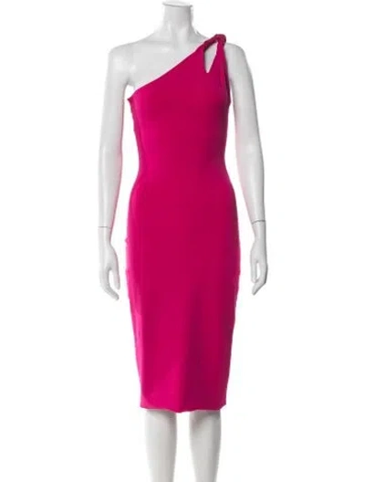 Pre-owned Cushnie One-shoulder Knee-length Dress In Pink